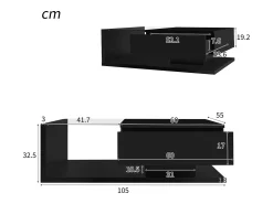 Mesa de centro moderna com LED, estrutura em vidro e madeira, com gaveta grande, para sala de estar, 105 x 55 x 32,5 cm^ Mesa De Centro