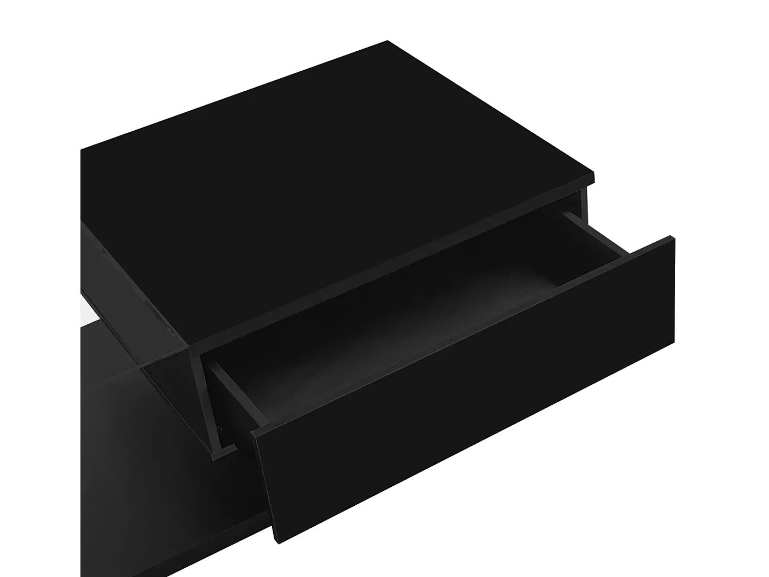 Mesa de centro moderna com LED, estrutura em vidro e madeira, com gaveta grande, para sala de estar, 105 x 55 x 32,5 cm^ Mesa De Centro