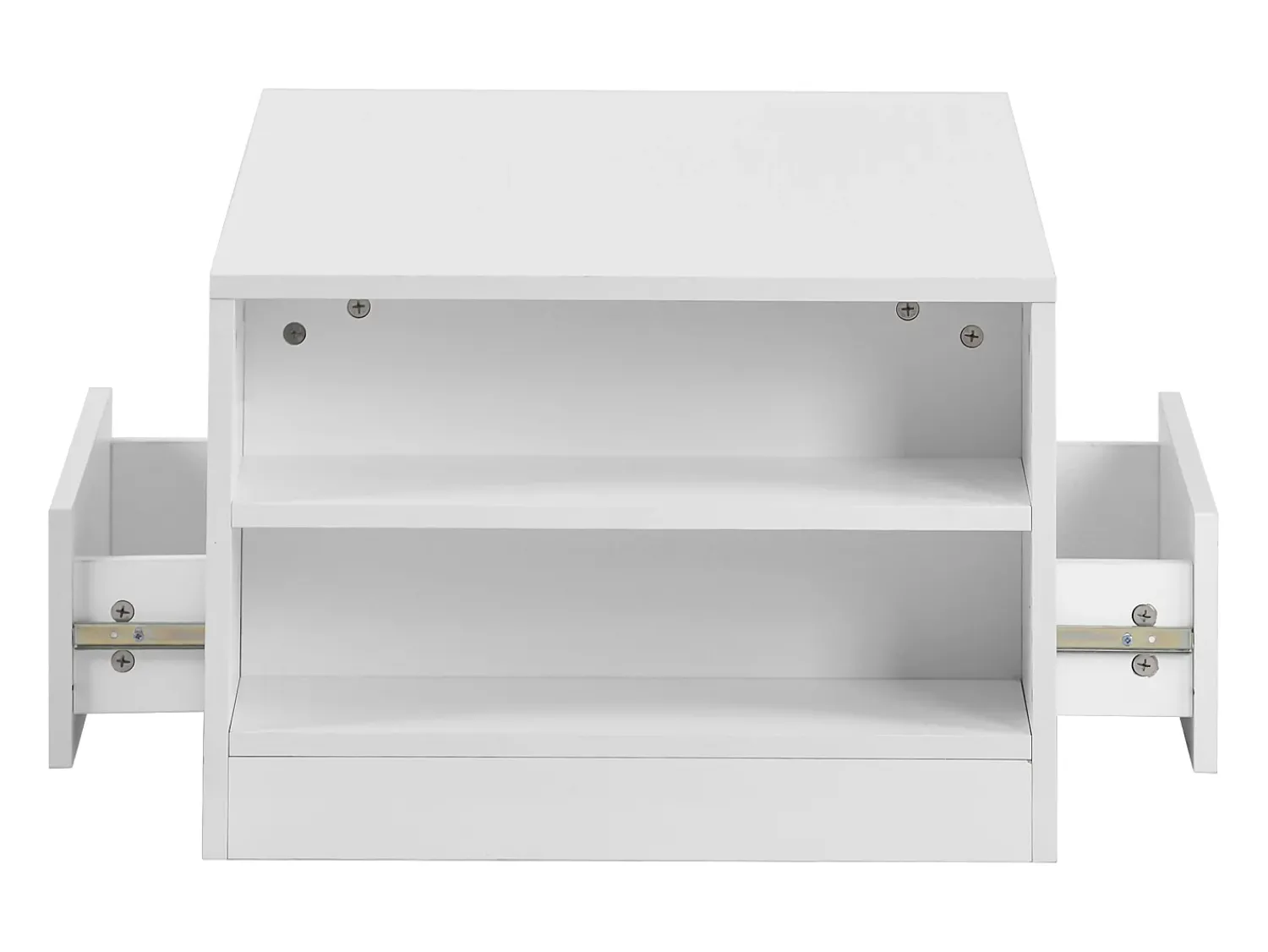 Mesa De Centro|Hauss Spole Mesa de centro moderna com 2 gavetas e prateleiras, LED, lacada a Branco