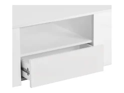 Mesa De Centro|Hauss Spole Mesa de centro moderna com 2 gavetas e prateleiras, LED, lacada a Branco