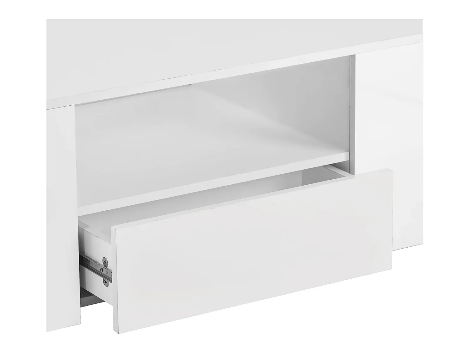 Mesa De Centro|Hauss Spole Mesa de centro moderna com 2 gavetas e prateleiras, LED, lacada a Branco