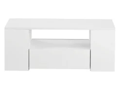 Mesa De Centro|Hauss Spole Mesa de centro moderna com 2 gavetas e prateleiras, LED, lacada a Branco