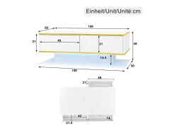Mesa De Centro|Merax Mesa de centro moderna com acabamento brilhante - 100 x 50 x 40 cm - com 3 gavetas + LEDs + USB - aglomerado - branca Branco