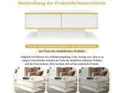Mesa De Centro|Merax Mesa de centro moderna com acabamento brilhante - 100 x 50 x 40 cm - com 3 gavetas + LEDs + USB - aglomerado - branca Branco