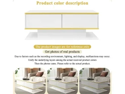 Mesa De Centro|Merax Mesa de centro moderna com acabamento brilhante - 100 x 50 x 40 cm - com 3 gavetas + LEDs + USB - aglomerado - branca Branco