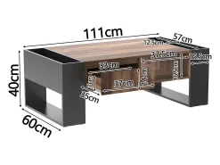 Mesa De Centro|Hauss Spole Mesa de centro moderna com gaveta e compartimentos de armazenamento, madeira natural, cinza- Preto