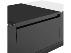 Sale Mesa de centro moderna e minimalista de 105 cm com espaço de armazenamento, iluminação ambiente em LED, preta. Preto