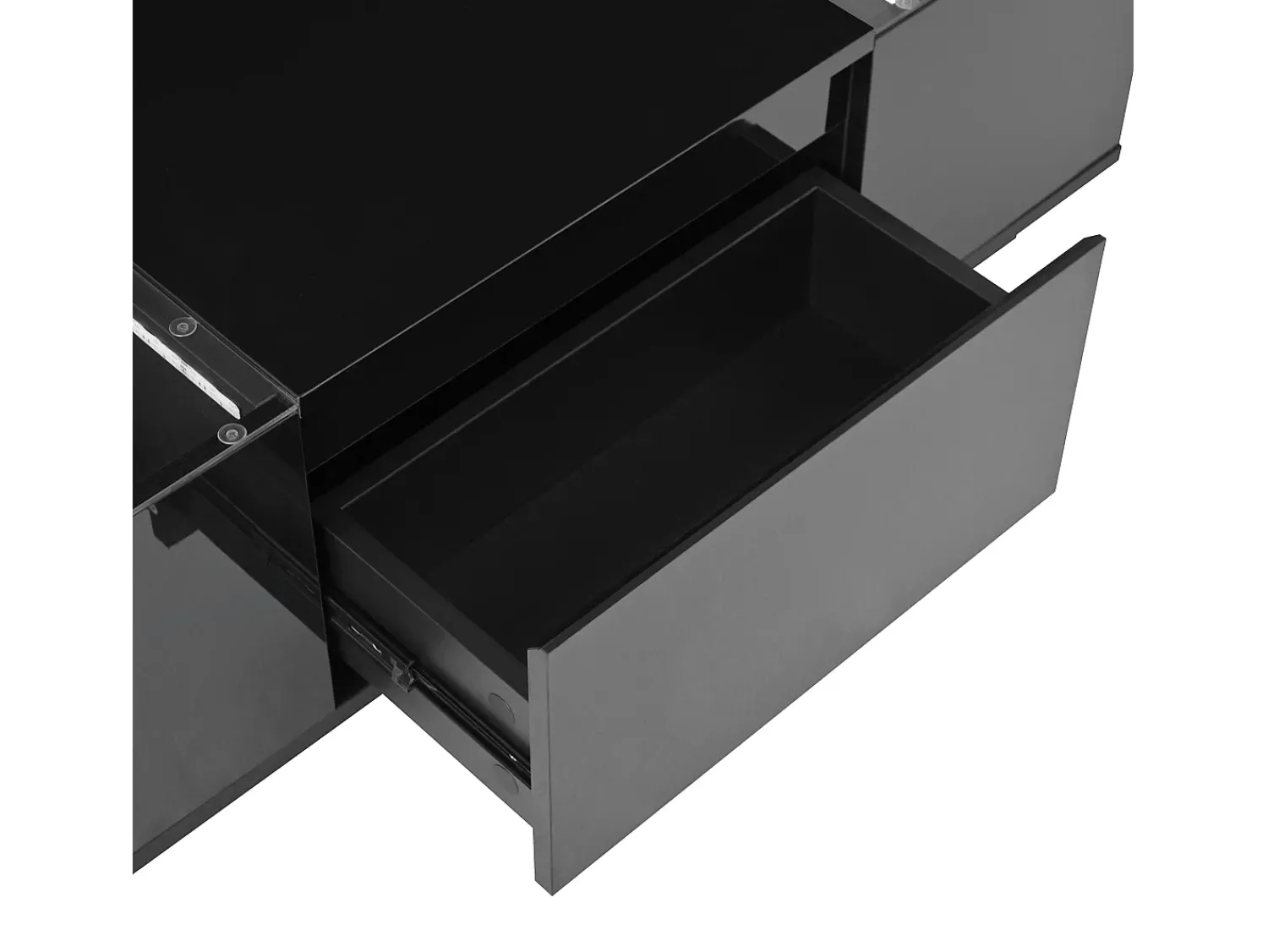 Sale Mesa de centro moderna e minimalista de 105 cm com espaço de armazenamento, iluminação ambiente em LED, preta. Preto