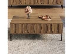 Online Merax Mesa de centro moderna em estilo retrô - 105 x 55 x 41 cm - com 2 gavetas - MDF + aglomerado - cor natural Natural claro