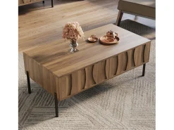 Online Merax Mesa de centro moderna em estilo retrô - 105 x 55 x 41 cm - com 2 gavetas - MDF + aglomerado - cor natural Natural claro