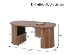 Merax Mesa de centro moderna em estilo retrô - 105 x 50 x 46,5 cm - em nogueira com textura vertical - com espaço de armazenamento - MDF - marrom^ Mesa De Centro