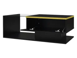 Mesa De Centro|ModernLuxe Mesa de centro moderna em vidro com iluminação LED - painéis de partículas - Preto