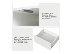 Mesa De Centro*Merax Mesa de centro moderna laqueada - 100 x 60 x 33,5 cm - com 2 gavetas - aglomerado - branca Branco
