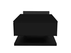Mesa De Centro| Mesa de centro moderna para sala de estar com 1 gaveta e iluminação LED, tampo de vidro, preta. Preto