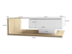 Mesa De Centro| Mesa de centro moderna para sala de estar com 1 gaveta e iluminação LED, tampo de vidro, cor madeira. Branco