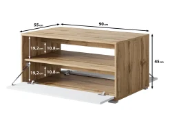 Mesa De Centro* Mesa de centro moderna retangular com prateleira e compartimento, 90 cm, carvalho wotan, preto mate Natural escuro