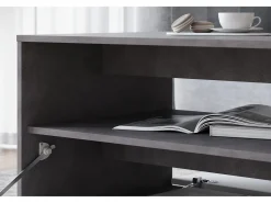 Mesa de centro moderna retangular com prateleira e compartimento, 90 cm, matera, branco^ Mesa De Centro