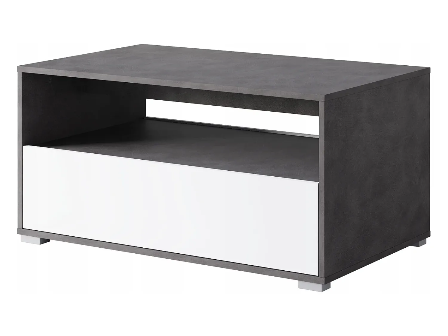 Mesa de centro moderna retangular com prateleira e compartimento, 90 cm, matera, branco^ Mesa De Centro
