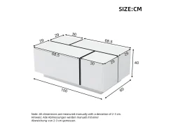 Mesa De Centro|ModernLuxe Mesa de centro moderna 100x60x40cm - acabamento brilhante - com 4 gavetas - branca Branco
