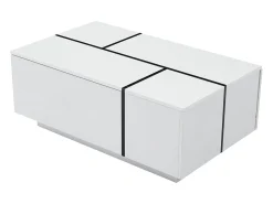 Mesa De Centro|ModernLuxe Mesa de centro moderna 100x60x40cm - acabamento brilhante - com 4 gavetas - branca Branco