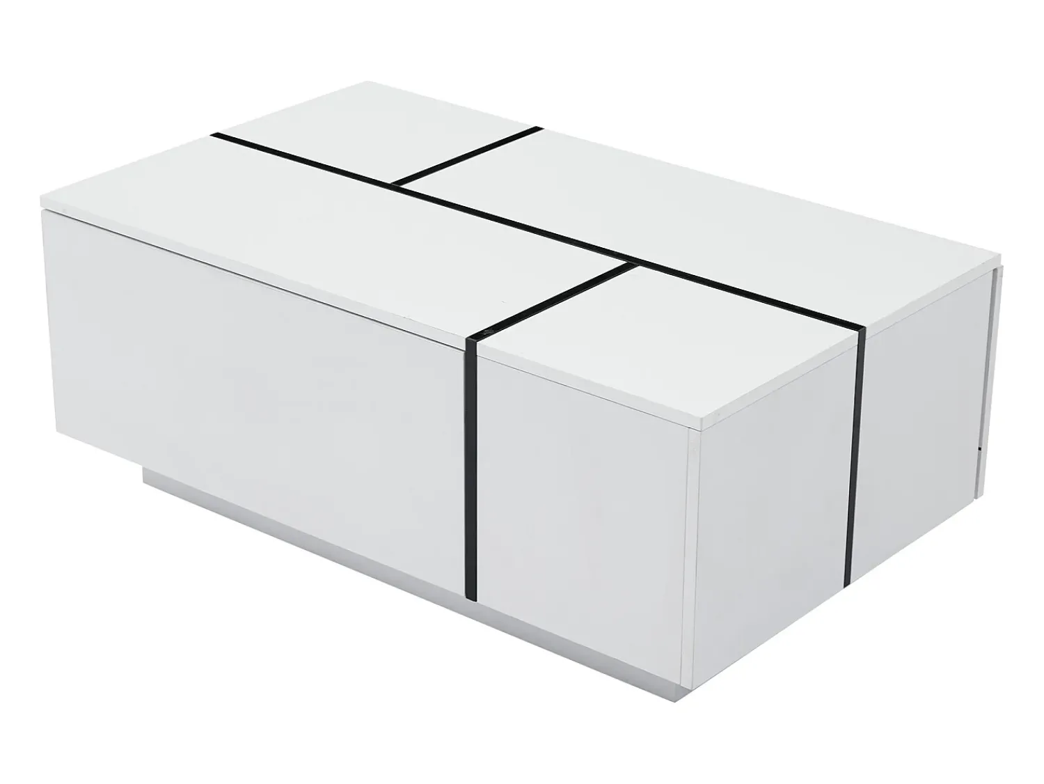Mesa De Centro|ModernLuxe Mesa de centro moderna 100x60x40cm - acabamento brilhante - com 4 gavetas - branca Branco