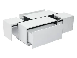 Mesa De Centro|ModernLuxe Mesa de centro moderna 100x60x40cm - acabamento brilhante - com 4 gavetas - branca Branco