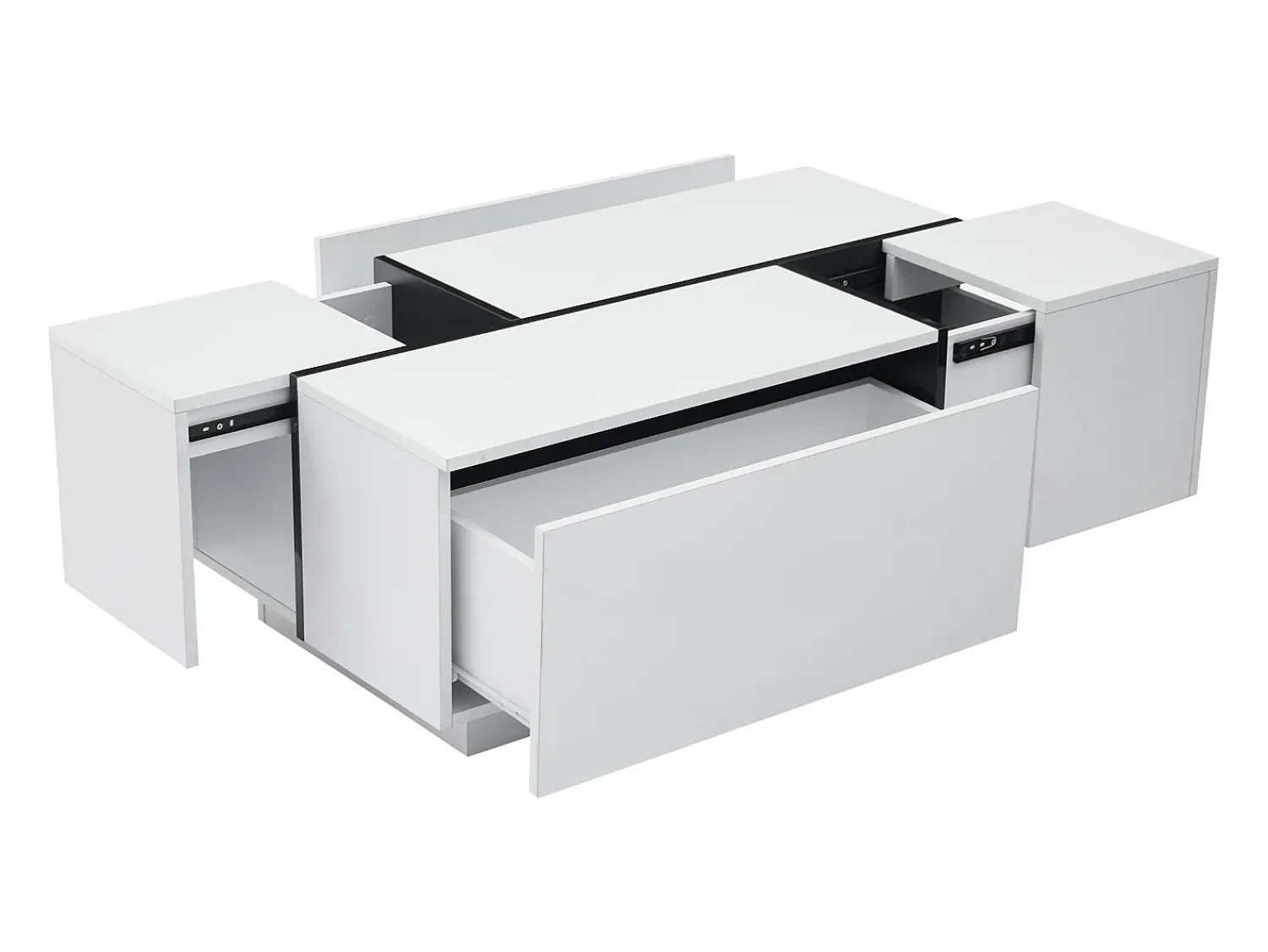 Mesa De Centro|ModernLuxe Mesa de centro moderna 100x60x40cm - acabamento brilhante - com 4 gavetas - branca Branco