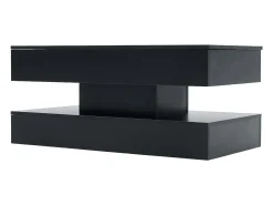 Mesa De Centro*ModernLuxe Mesa de centro moderna 100x50x42 cm - com iluminação LED - compartimento oculto - elevador hidráulico - Preto