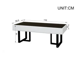 Mesa De Centro|ModernLuxe Mesa de centro moderna 110x50.5x41 cm - Tampo preto brilhante - Estrutura de ferro - MDF + painéis de partículas - Preto e branco Preto / Branco