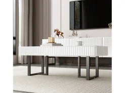 Mesa De Centro|ModernLuxe Mesa de centro moderna 110x50.5x41 cm - Tampo preto brilhante - Estrutura de ferro - MDF + painéis de partículas - Preto e branco Preto / Branco