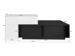 Discount Hauss Spole Mesa de centro modular 115x60x43cm com tampo elevatório, armazenamento integrado, branco e Preto