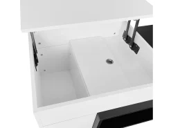 Discount Hauss Spole Mesa de centro modular 115x60x43cm com tampo elevatório, armazenamento integrado, branco e Preto