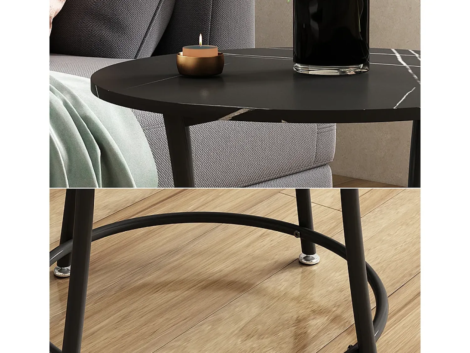 Mesa De Centro|Vicco Mesa de centro mármore 50x50x55 quebec Branco sujo
