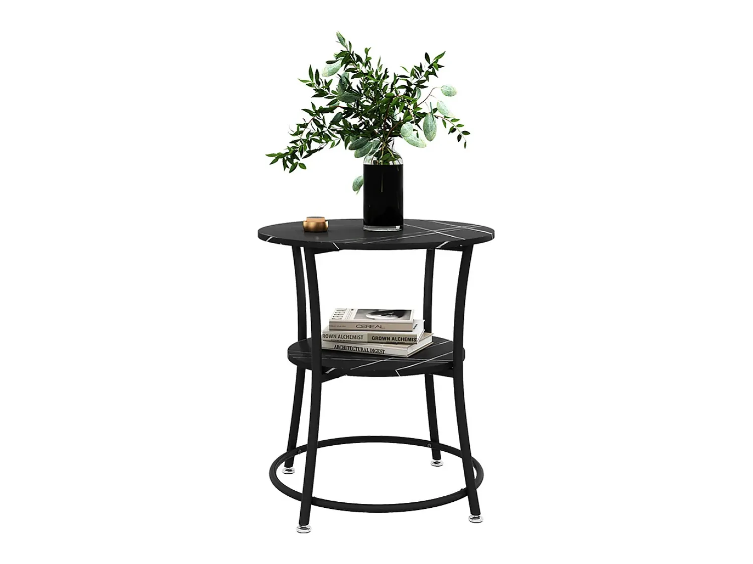 Mesa De Centro|Vicco Mesa de centro mármore 50x50x55 quebec Branco sujo