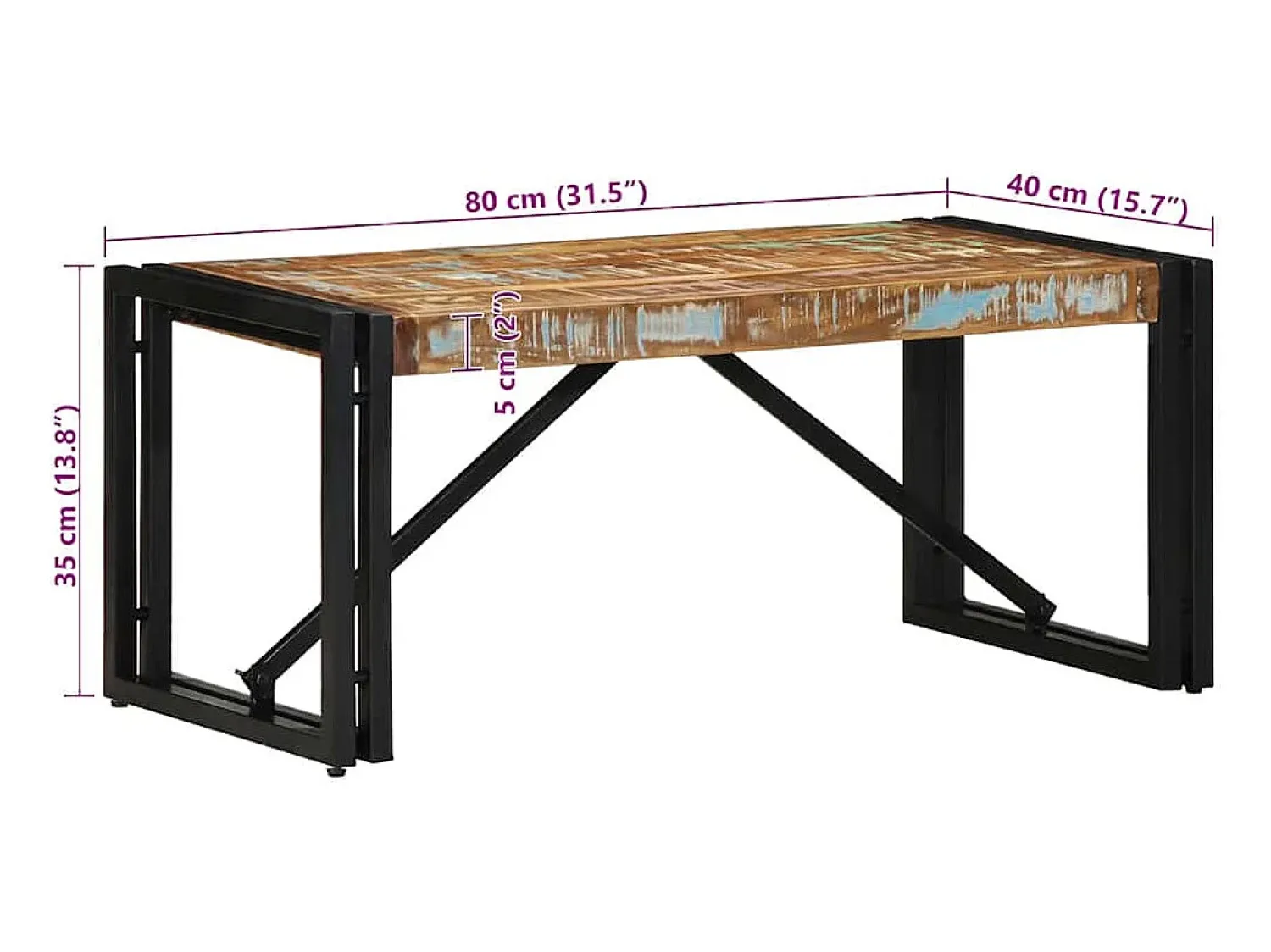Mesa De Centro|vidaxl Mesa de centro 80x40x35 cm madeira maciça recuperada Multicor