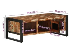 Mesa De Centro*vidaxl Mesa de centro 90x50x36 cm madeira maciça recuperada Multicor