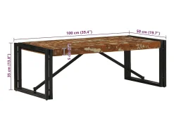 Sale vidaxl Mesa de centro 100x50x35 cm madeira maciça recuperada Multicor