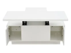 Mesa De Centro|Hauss Spole Mesa de centro multifuncional elevável com armazenamento oculto, puro, estrutura de MDF Branco