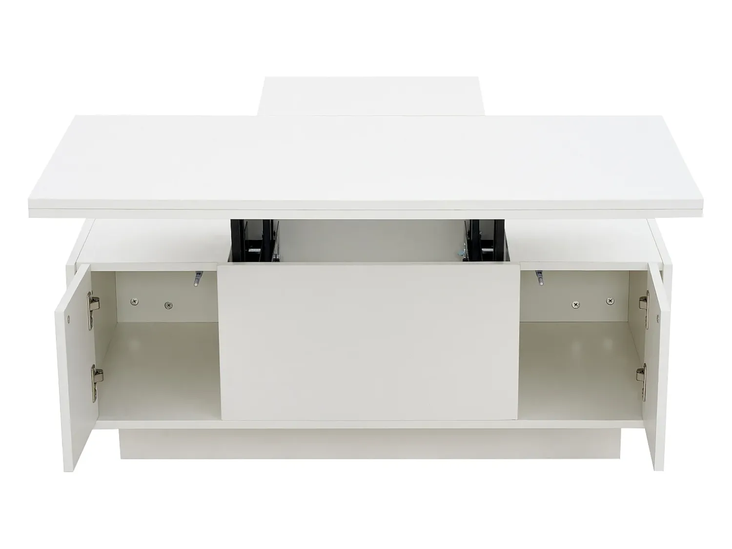 Mesa De Centro|Hauss Spole Mesa de centro multifuncional elevável com armazenamento oculto, puro, estrutura de MDF Branco