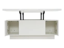 Mesa De Centro|Hauss Spole Mesa de centro multifuncional elevável com armazenamento oculto, puro, estrutura de MDF Branco