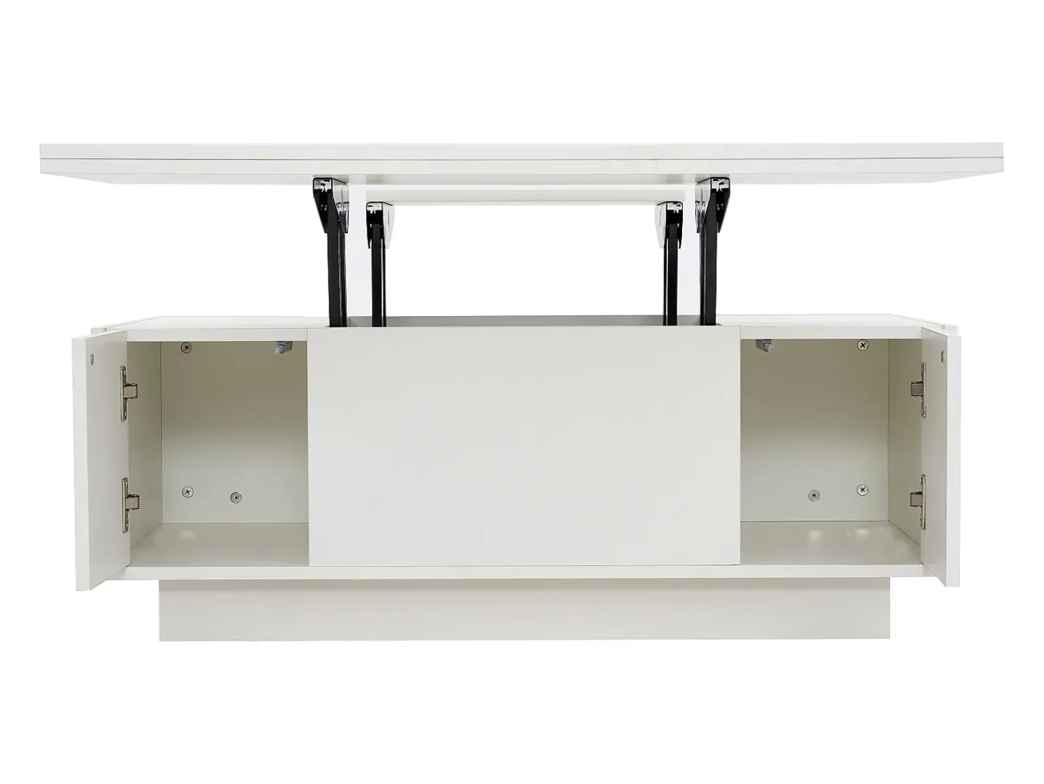 Mesa De Centro|Hauss Spole Mesa de centro multifuncional elevável com armazenamento oculto, puro, estrutura de MDF Branco