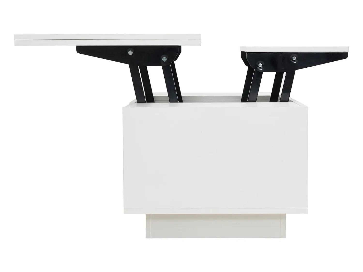 Mesa De Centro|Hauss Spole Mesa de centro multifuncional elevável com armazenamento oculto, puro, estrutura de MDF Branco