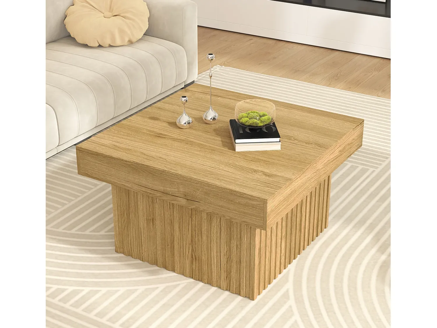Mesa De Centro*Hauss Spole Mesa de centro natural, aglomerado e MDF, 79x79x46cm Natural claro