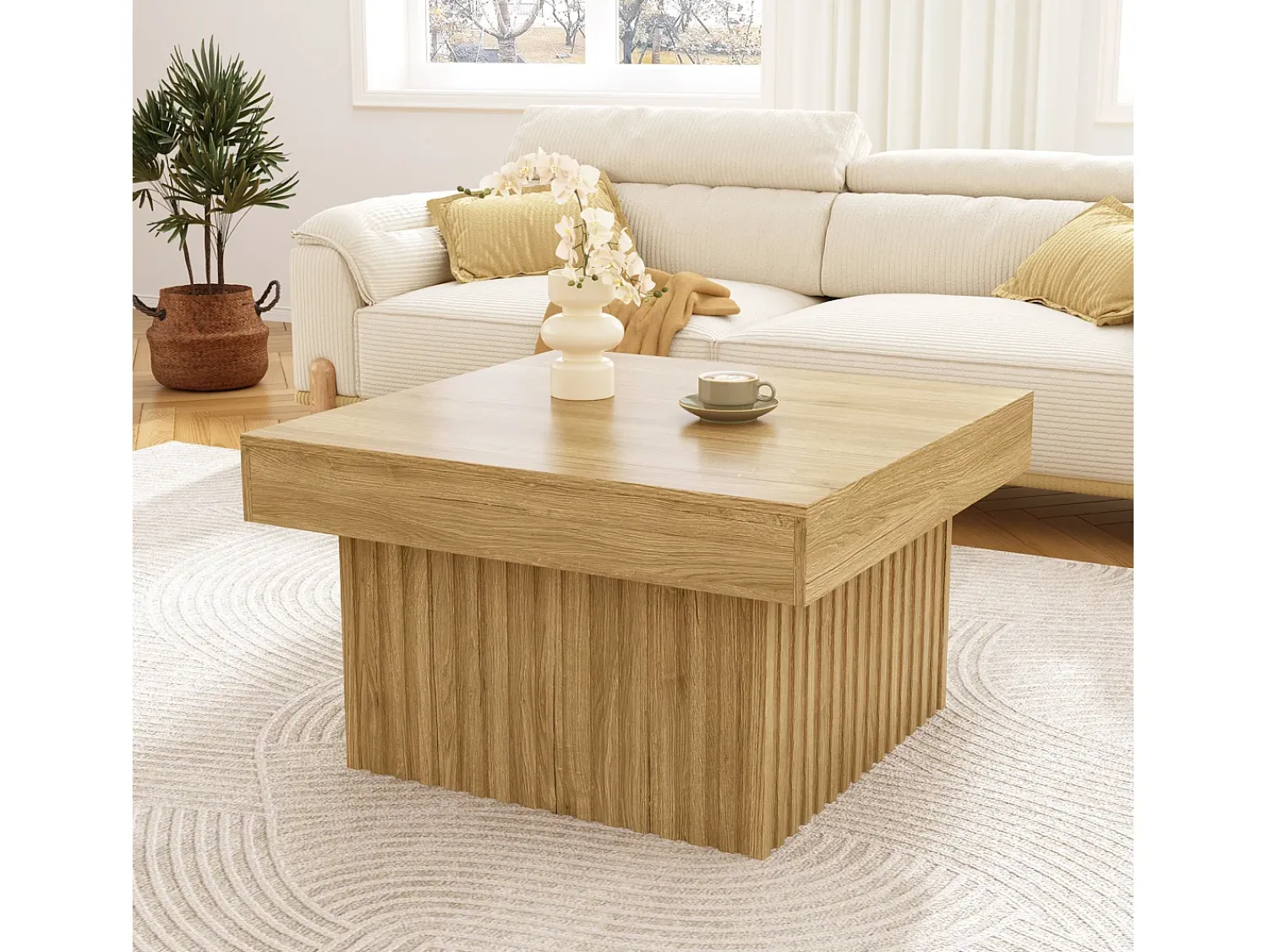 Mesa De Centro*Hauss Spole Mesa de centro natural, aglomerado e MDF, 79x79x46cm Natural claro