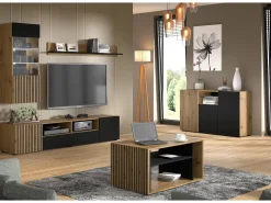 Mesa De Centro*Furnlux Mesa de centro Nera madeira e preto 45cm Preto / Creme