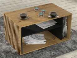 Mesa De Centro*Furnlux Mesa de centro Nera madeira e preto 45cm Preto / Creme