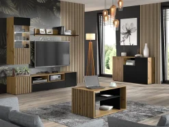 Mesa De Centro*Furnlux Mesa de centro Nera madeira e preto 45cm Preto / Creme