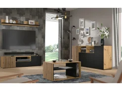 Mesa De Centro*Furnlux Mesa de centro Nera madeira e preto 45cm Preto / Creme
