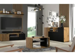 Mesa De Centro*Furnlux Mesa de centro Nera madeira e preto 45cm Preto / Creme