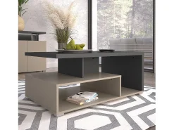 Mesa De Centro*Meublorama Mesa de centro NESS – Tampo 100 x 60 cm – Acabamento Congo e antracite – Design moderno Bege